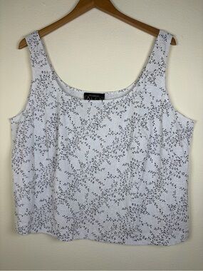 Alex Evenings 3X White Silver Shimmer Floral Tank Top Plus Size Occasion USA